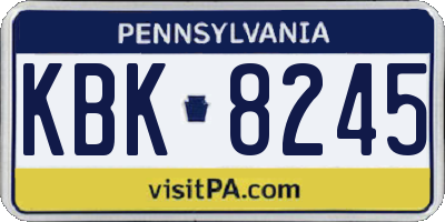 PA license plate KBK8245