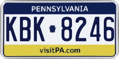 PA license plate KBK8246