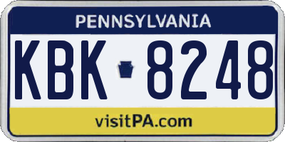 PA license plate KBK8248