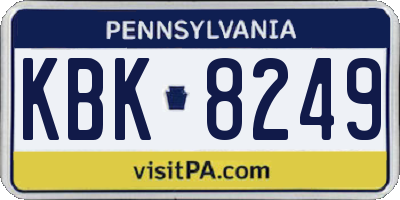 PA license plate KBK8249