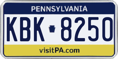 PA license plate KBK8250