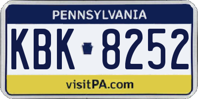 PA license plate KBK8252
