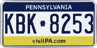 PA license plate KBK8253