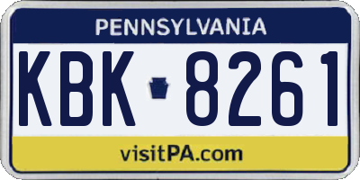PA license plate KBK8261