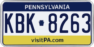 PA license plate KBK8263