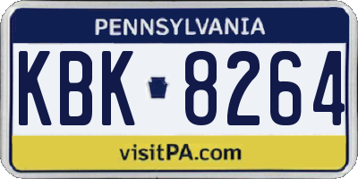 PA license plate KBK8264
