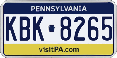 PA license plate KBK8265
