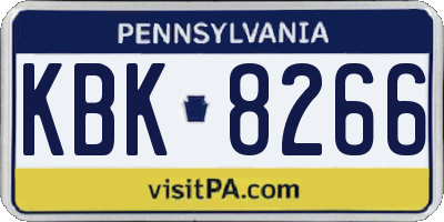 PA license plate KBK8266