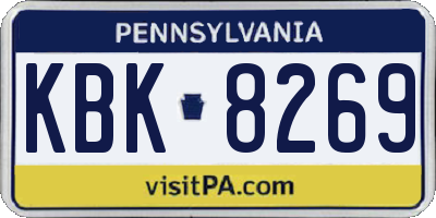 PA license plate KBK8269