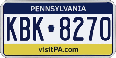 PA license plate KBK8270