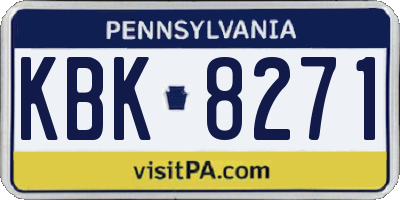 PA license plate KBK8271
