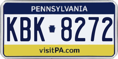 PA license plate KBK8272