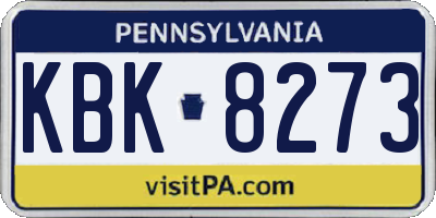 PA license plate KBK8273