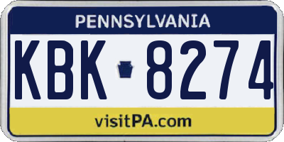 PA license plate KBK8274
