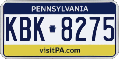 PA license plate KBK8275