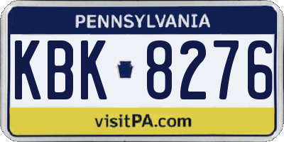 PA license plate KBK8276