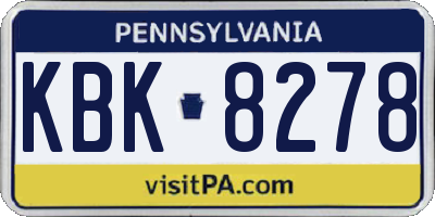 PA license plate KBK8278