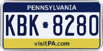 PA license plate KBK8280