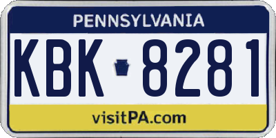 PA license plate KBK8281