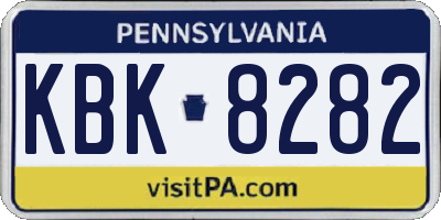 PA license plate KBK8282