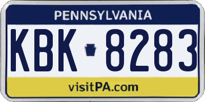 PA license plate KBK8283