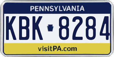 PA license plate KBK8284