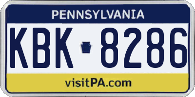 PA license plate KBK8286