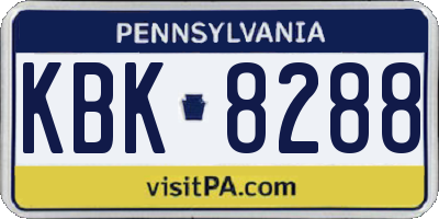 PA license plate KBK8288