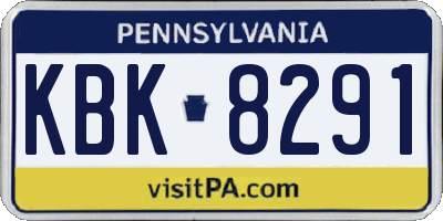 PA license plate KBK8291