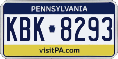PA license plate KBK8293