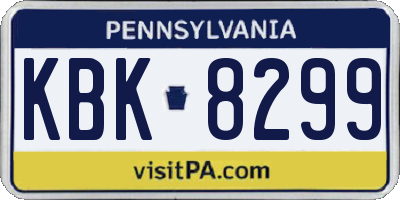 PA license plate KBK8299