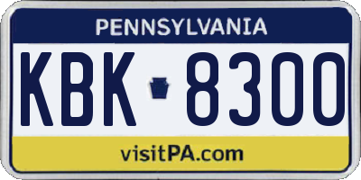 PA license plate KBK8300