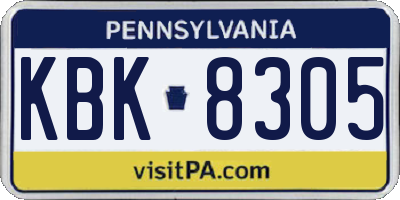 PA license plate KBK8305