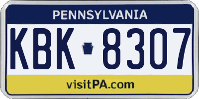 PA license plate KBK8307