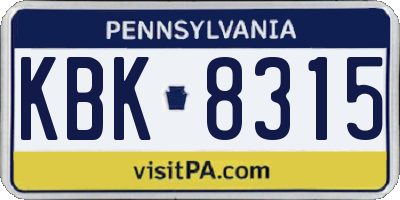 PA license plate KBK8315