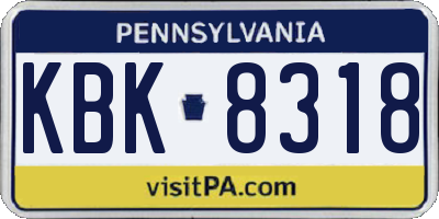 PA license plate KBK8318