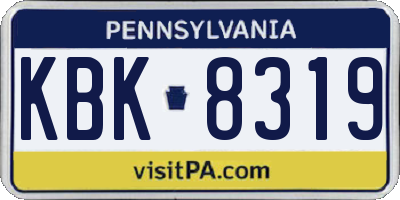 PA license plate KBK8319
