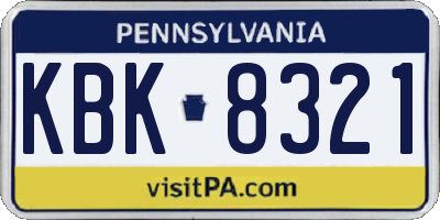PA license plate KBK8321