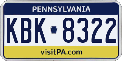 PA license plate KBK8322