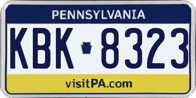 PA license plate KBK8323