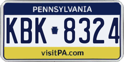 PA license plate KBK8324