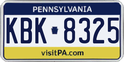 PA license plate KBK8325