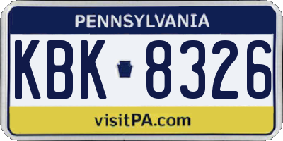 PA license plate KBK8326