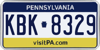 PA license plate KBK8329