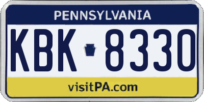 PA license plate KBK8330