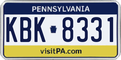 PA license plate KBK8331