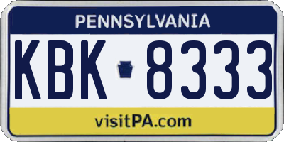 PA license plate KBK8333