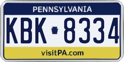 PA license plate KBK8334