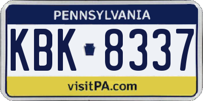 PA license plate KBK8337