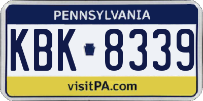 PA license plate KBK8339